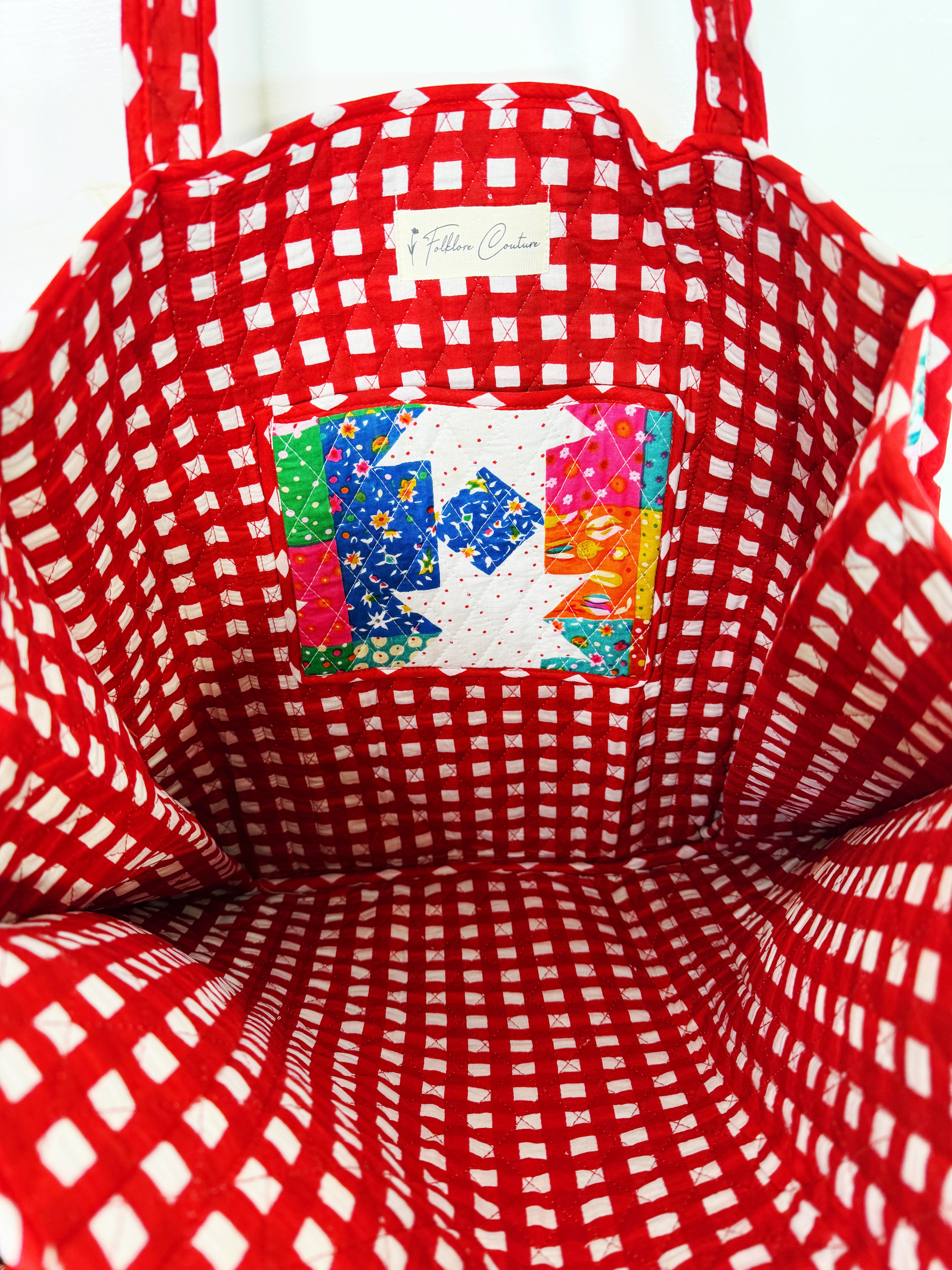 Quilted Cotton Reversible Large Tote Bag - Granny Chic
