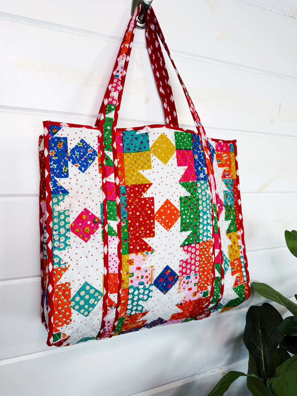 Quilted Cotton Reversible Large Tote Bag - Granny Chic