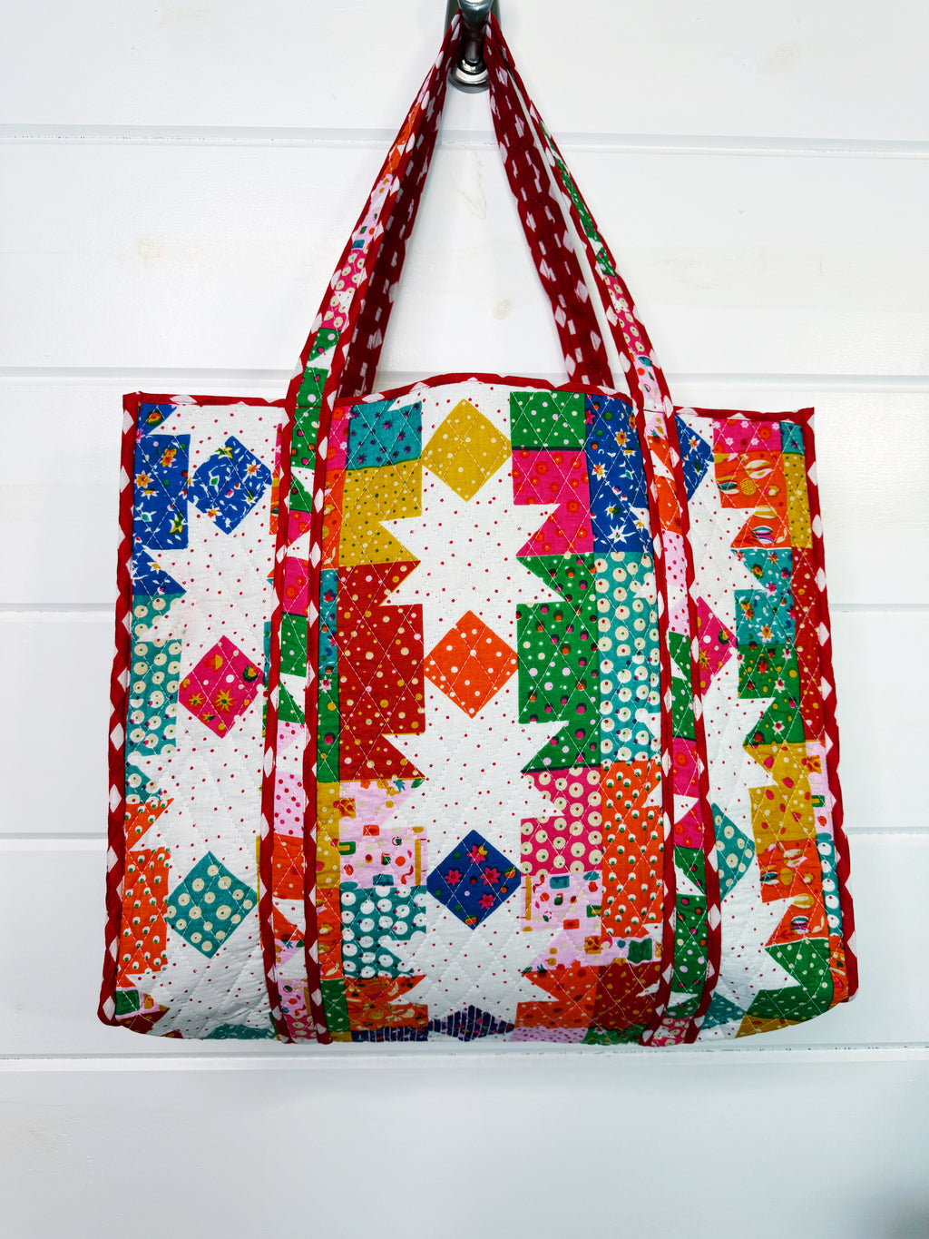 Quilted Cotton Reversible Large Tote Bag - Granny Chic