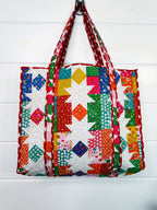 Quilted Cotton Reversible Large Tote Bag - Granny Chic