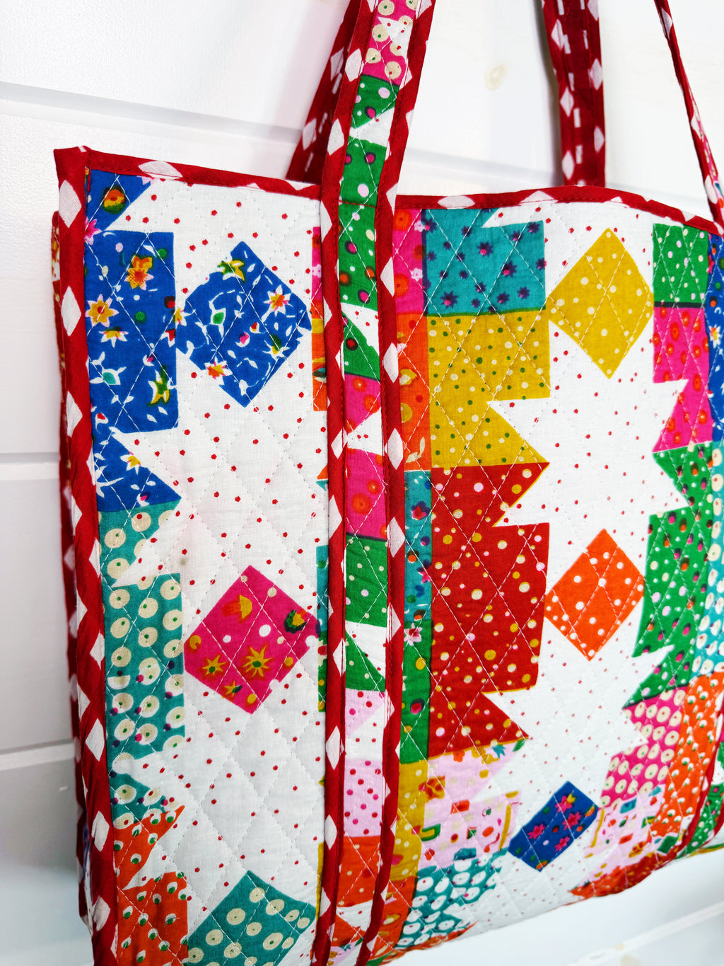 Quilted Cotton Reversible Large Tote Bag - Granny Chic