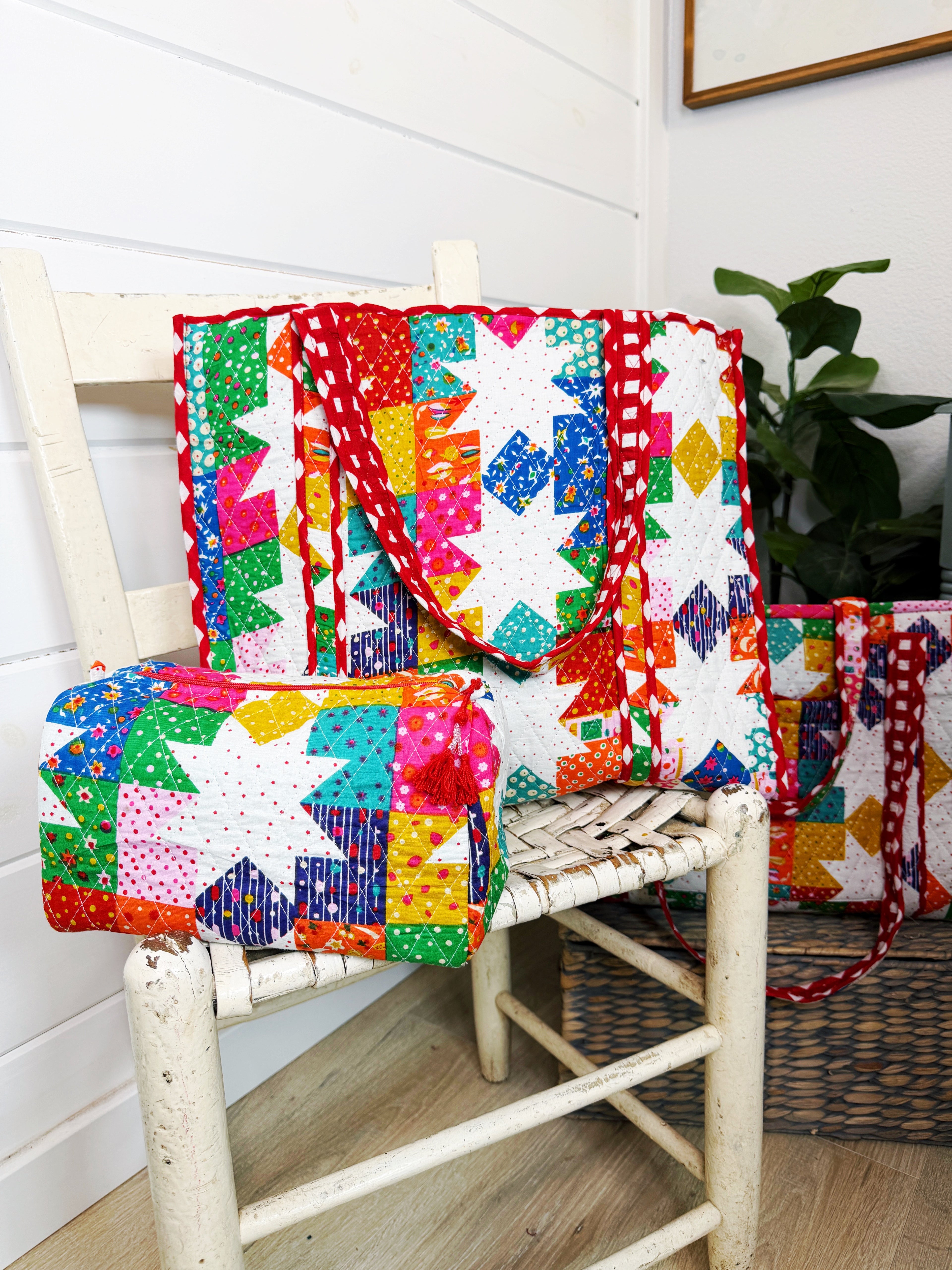 Quilted Makeup Cosmetics Toiletry Bag - Granny Chic