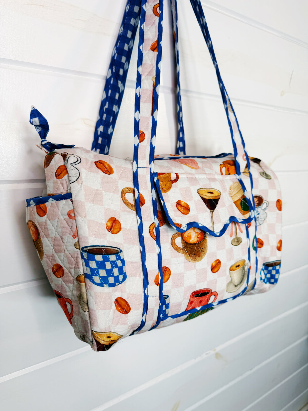 Quilted Mini Duffle Bag - Coffee Shop