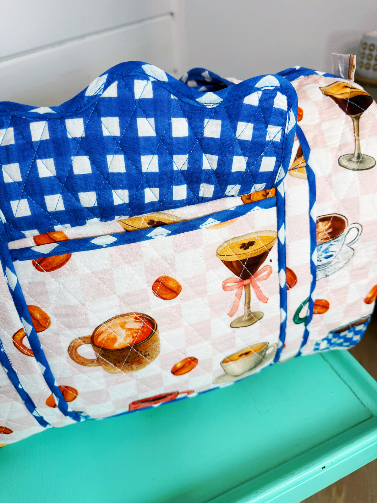 Quilted Mini Duffle Bag - Coffee Shop