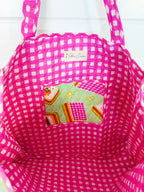 Quilted Cotton Reversible Large Tote Bag - Pistachio Mahjong