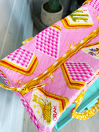 Quilted Weekender Duffle Overnight Bag - Pink Mahjong