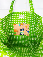Quilted Cotton Reversible Large Tote Bag - Peach Dog Print