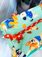 Quilted Weekender Duffle Overnight Bag - Green Dog Print