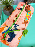 Quilted Makeup Cosmetics Toiletry Bag - Peach Dog Print