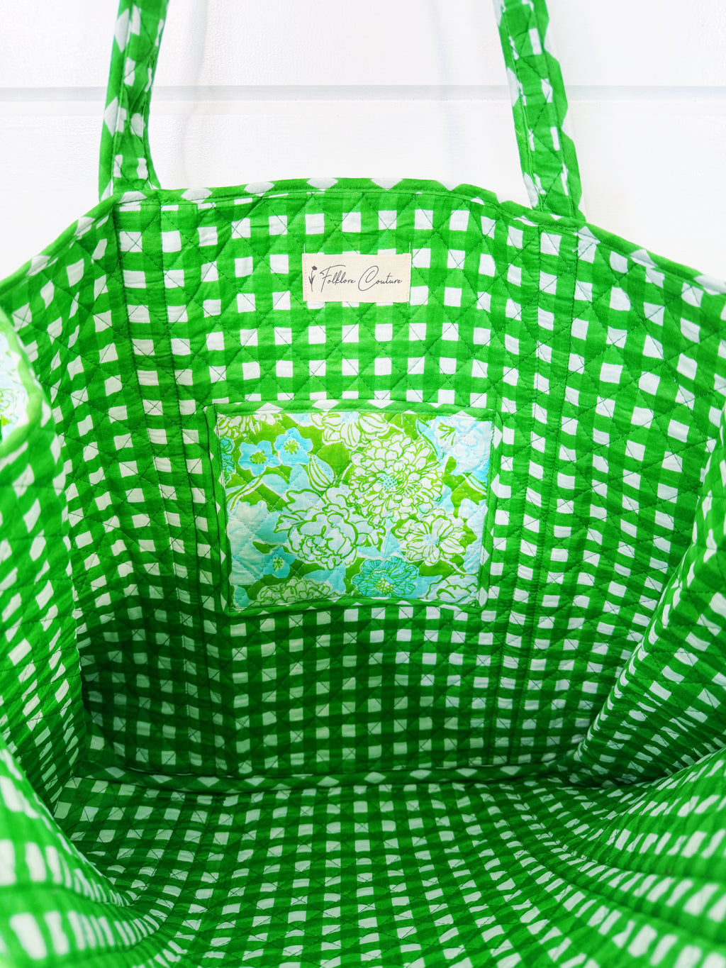 Quilted Cotton Reversible Large Tote Bag - Preppy Petals