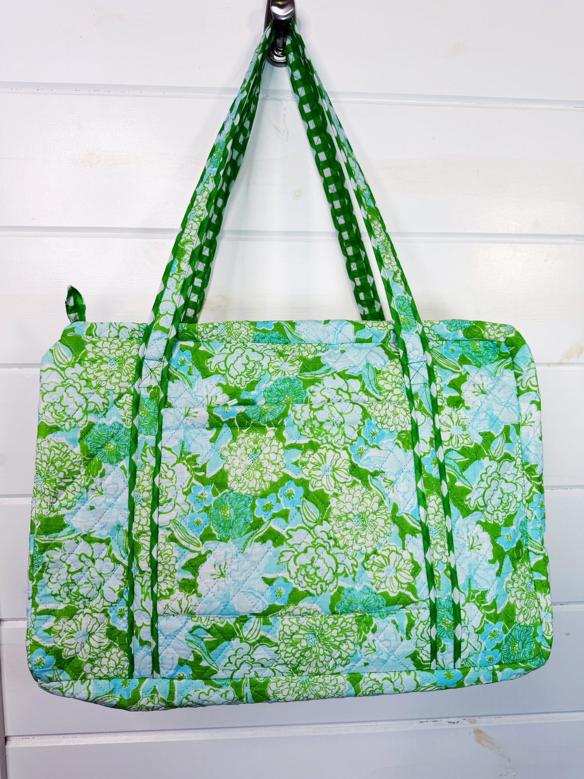 Quilted Weekender Duffle Overnight Bag - Preppy Petals