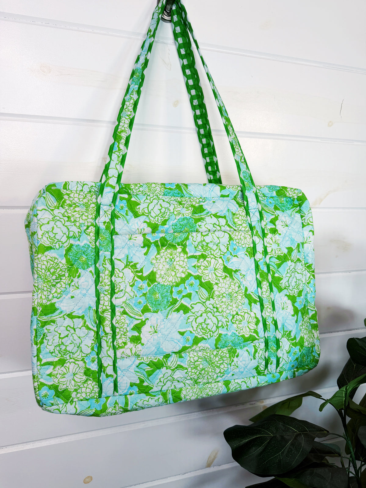 Quilted Weekender Duffle Overnight Bag - Preppy Petals