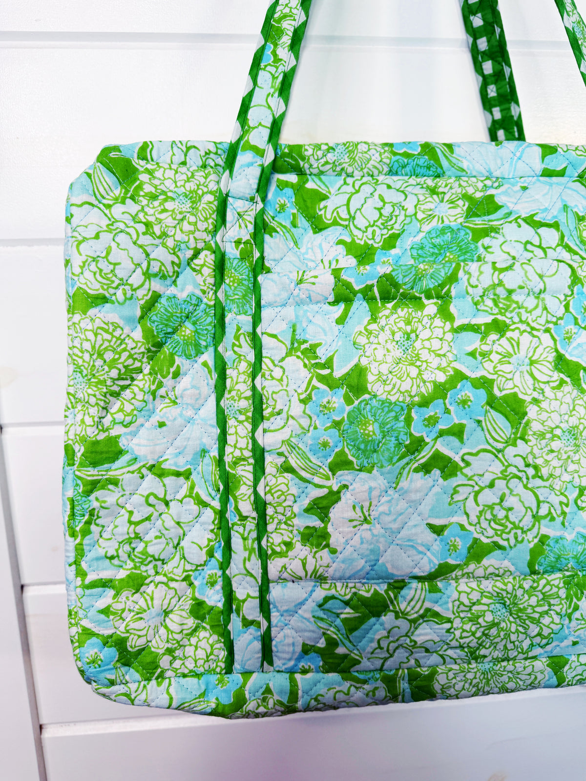 Quilted Weekender Duffle Overnight Bag - Preppy Petals