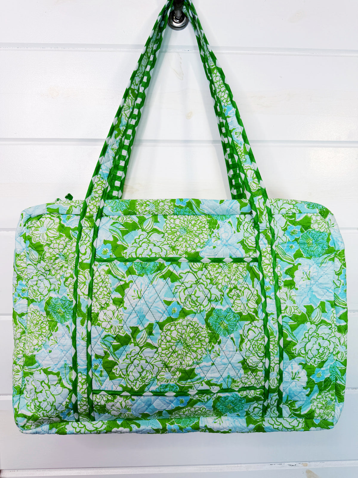 Quilted Weekender Duffle Overnight Bag - Preppy Petals