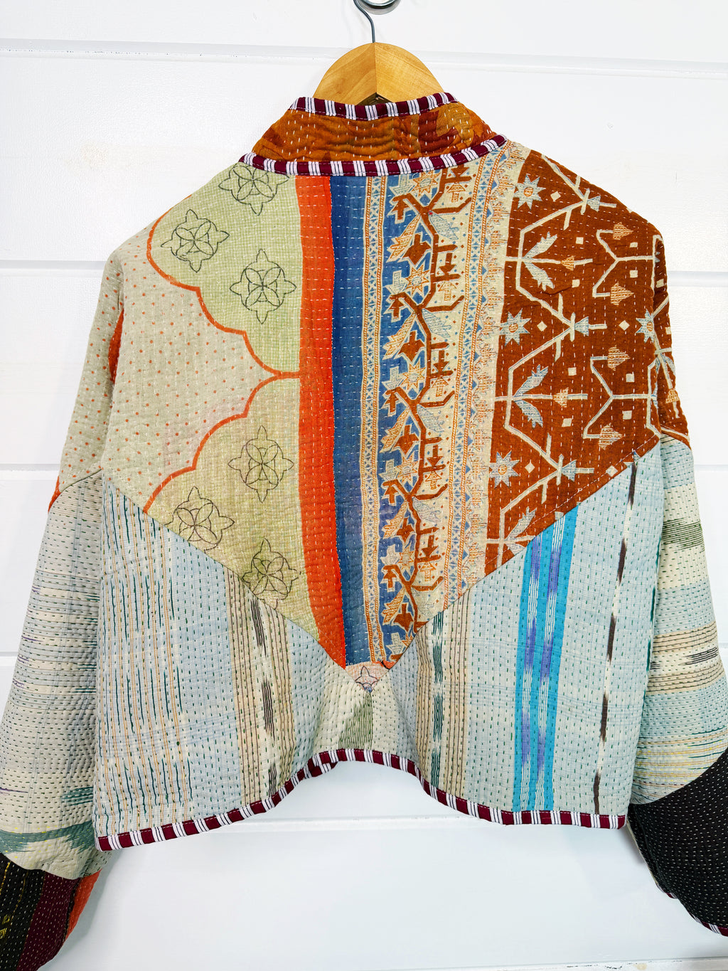 Stevie style revival kantha jacket #2302, reversed, back view