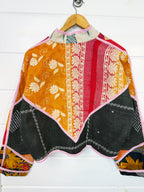 Stevie style revival kantha jacket #2303, on a hanger, back view