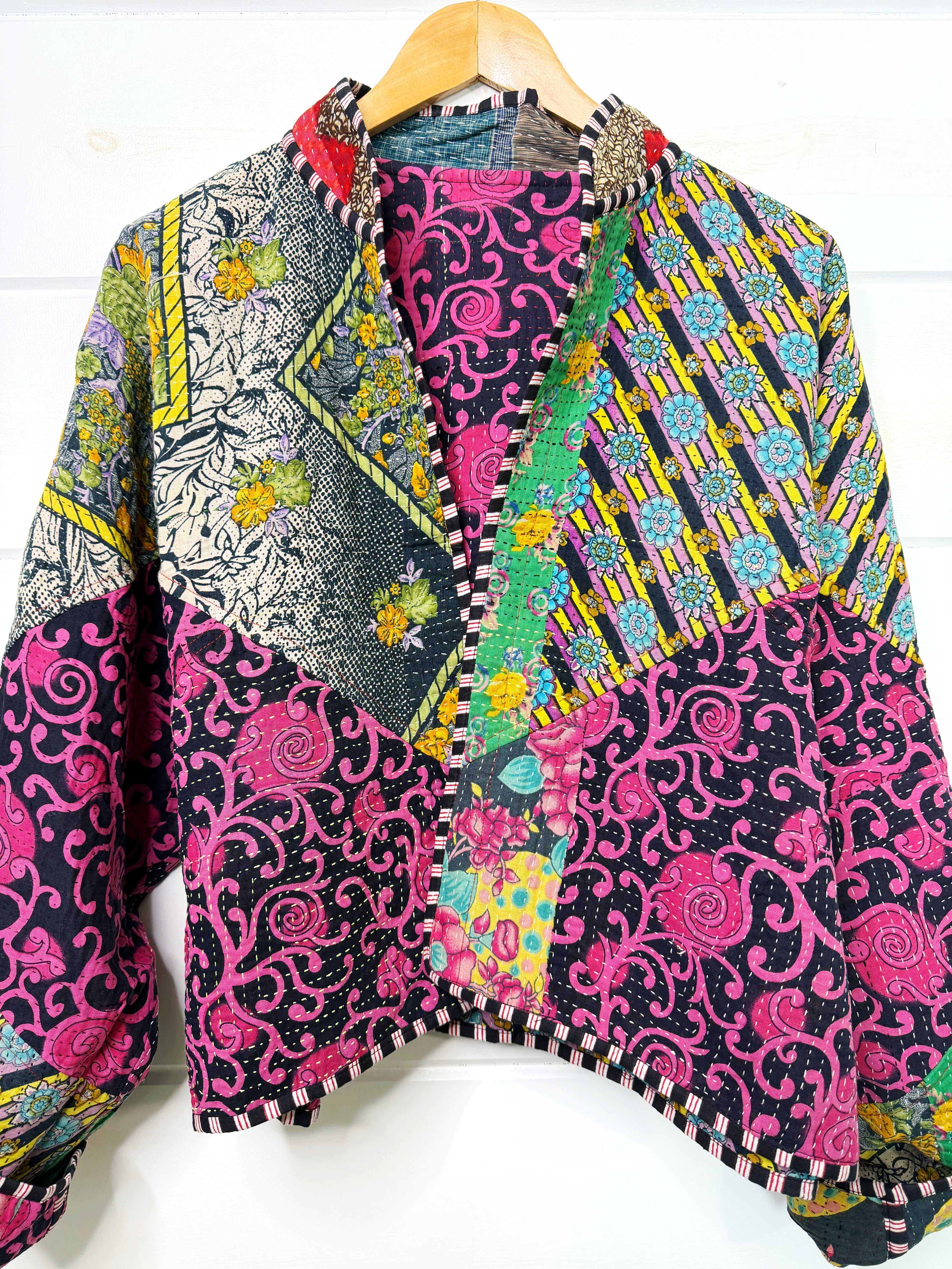 Patchwork Kantha Jacket – Quilted Reversible Blanket Coat