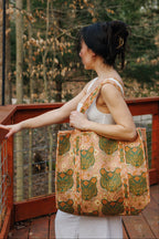 Quilted Cotton Reversible Large Tote Bag - Sandstone Celestial Tiger