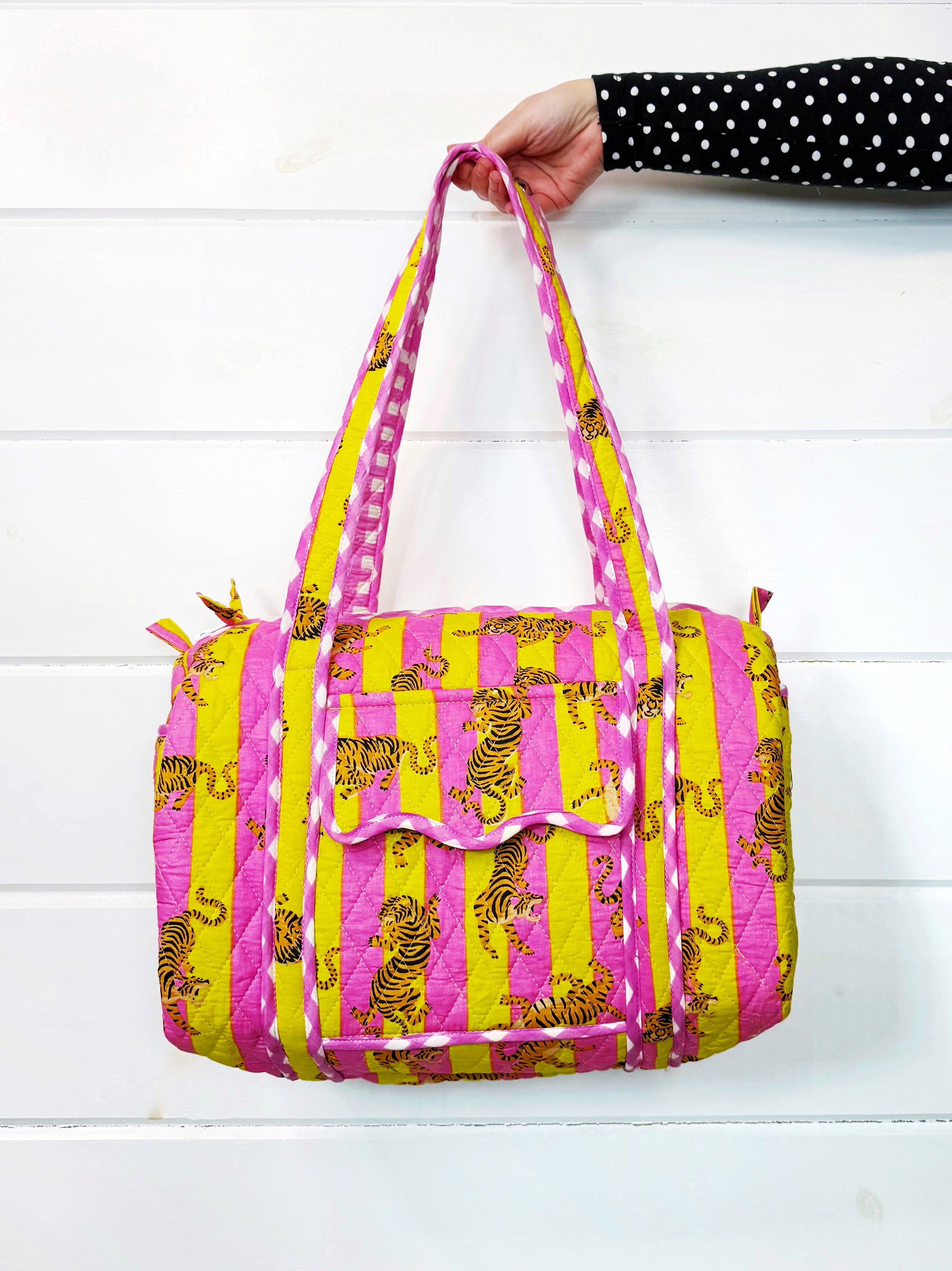 Quilted Mini Duffle Bag - Lemonade Tiger Print