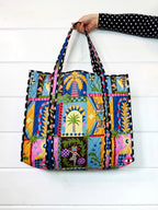 Large Quilted Travel Tote Bag - Palm Cirque