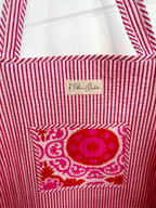 Quilted Cotton Reversible Large Tote Bag - Red and Pink Medallion Print