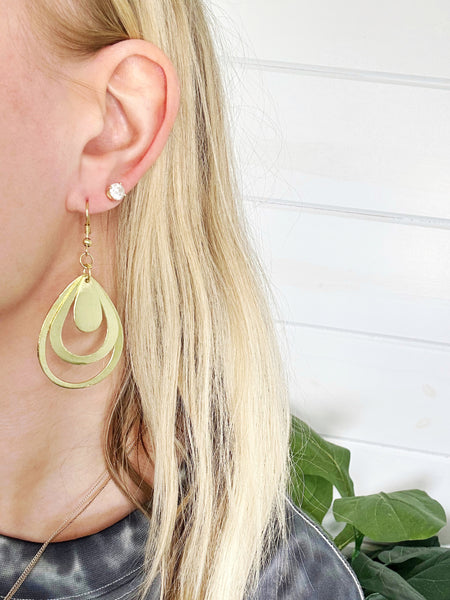 Handmade Brass Statement Earrings - Triple Teardrop