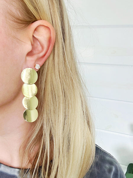 Handmade Brass Statement Earrings - Coin Drop