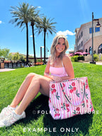 Black Cherry Print Cotton Quilted Large Shopping Tote Bag