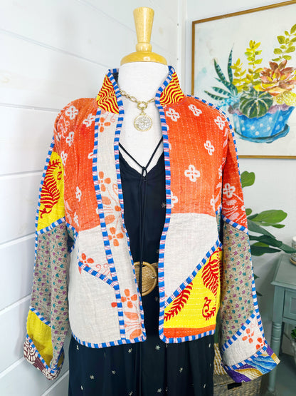 Kantha Quilted Bomber Jacket | Blanket Coat | Patchwork Coat
