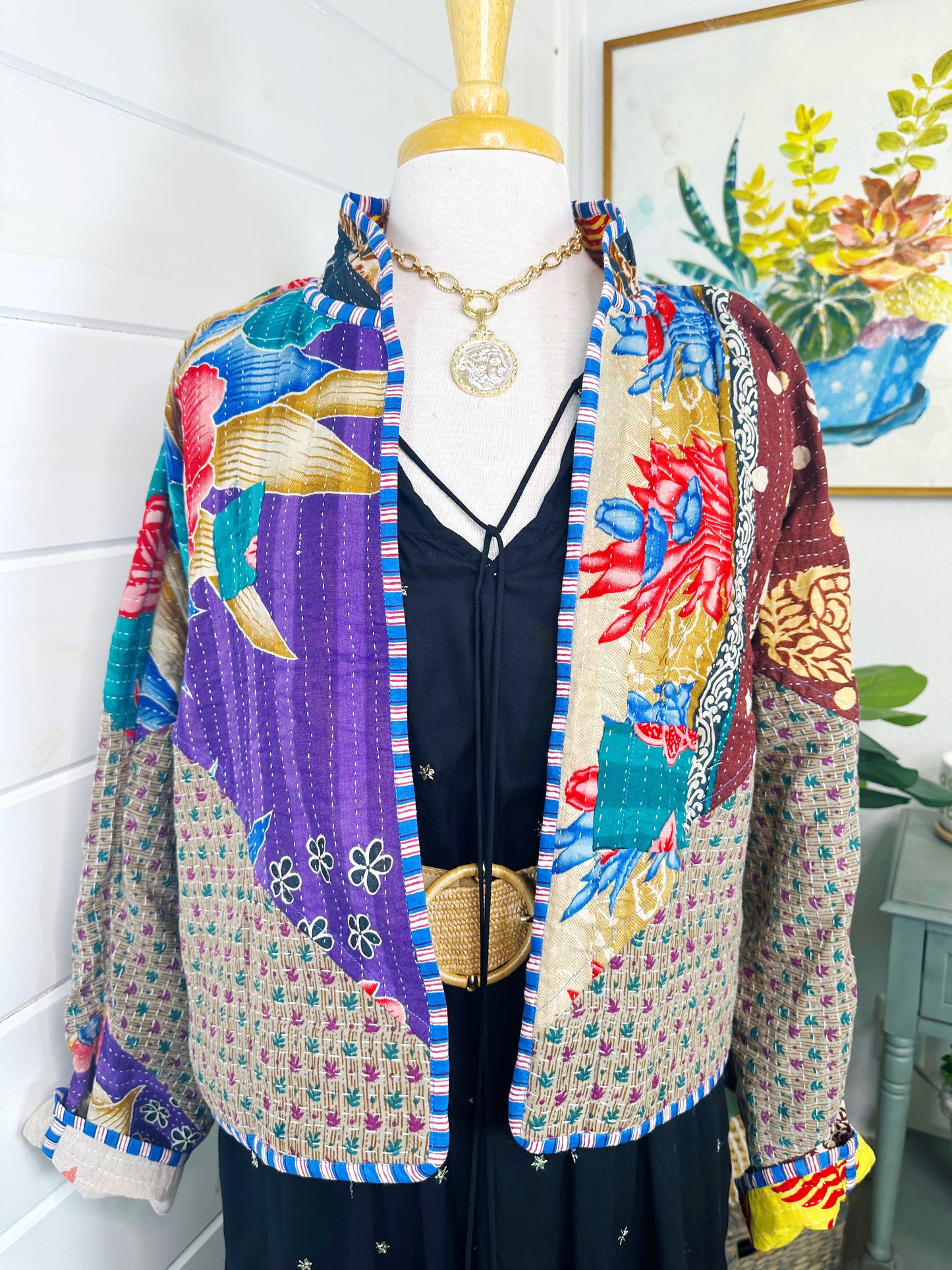Kantha Quilted Bomber Jacket | Blanket Coat | Patchwork Coat