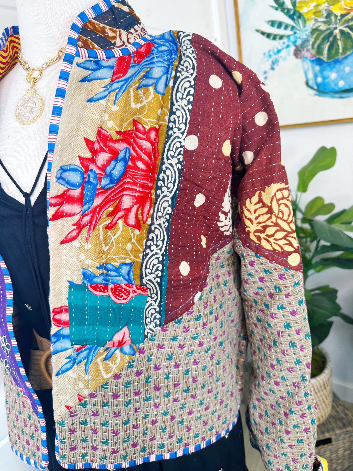 Kantha Quilted Bomber Jacket | Blanket Coat | Patchwork Coat