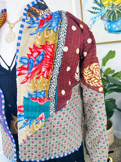 Kantha Quilted Bomber Jacket | Blanket Coat | Patchwork Coat