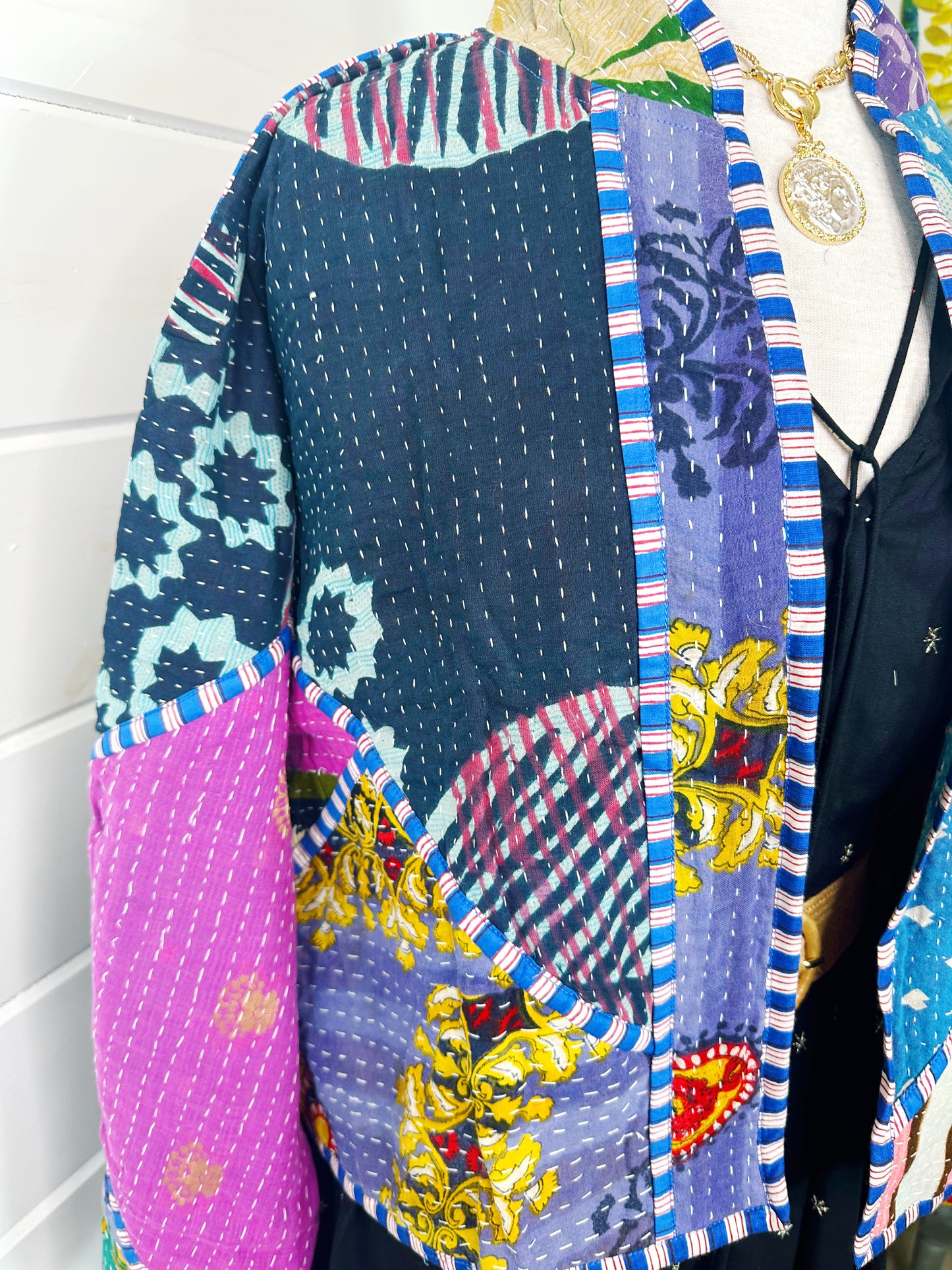 Kantha Quilted Bomber Jacket | Blanket Coat | Patchwork Coat