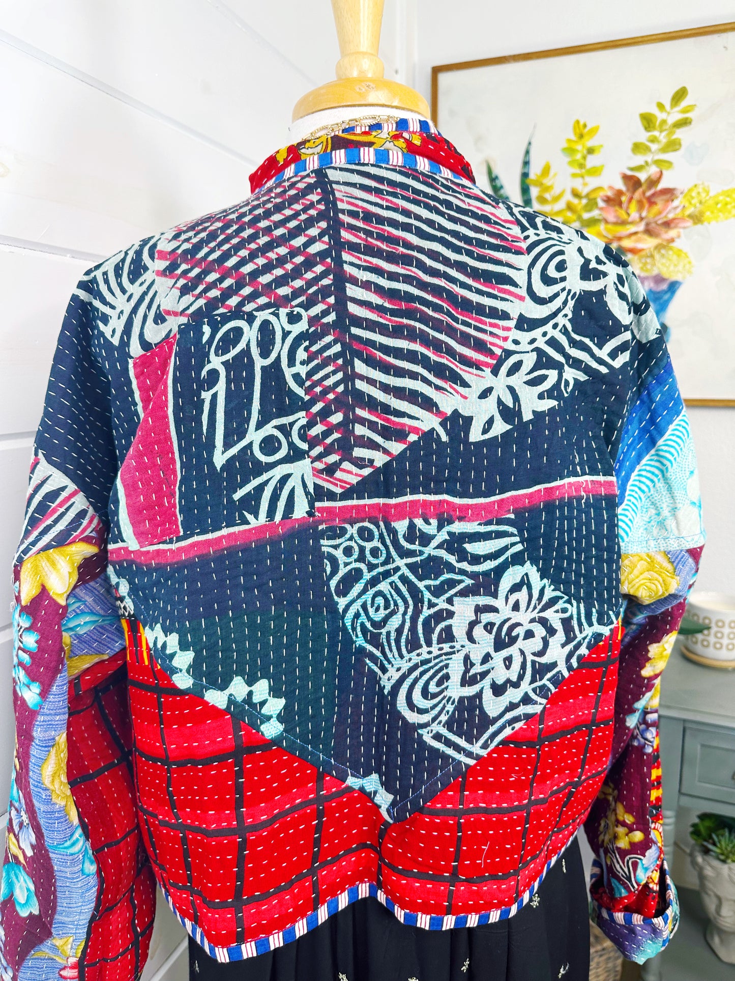 Kantha Quilted Bomber Jacket | Blanket Coat | Patchwork Coat