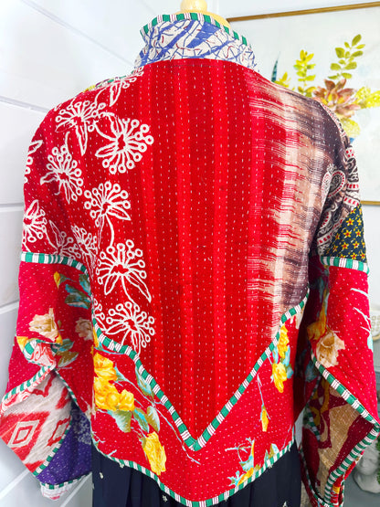 Kantha Quilted Bomber Jacket | Blanket Coat | Patchwork Coat