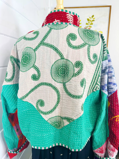 Kantha Quilted Bomber Jacket | Blanket Coat | Patchwork Coat