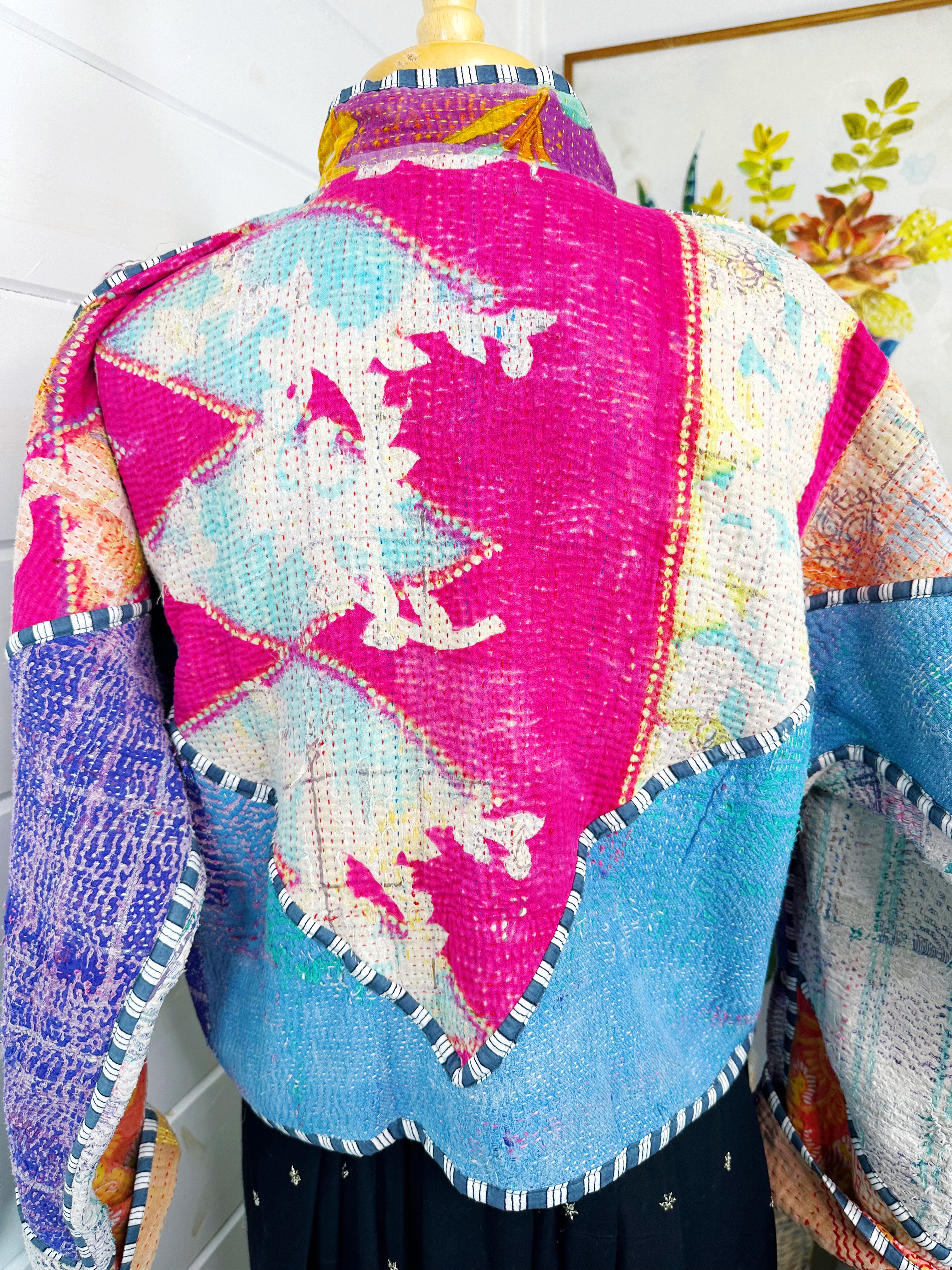 Kantha Quilted Bomber Jacket | Blanket Coat | Patchwork Coat