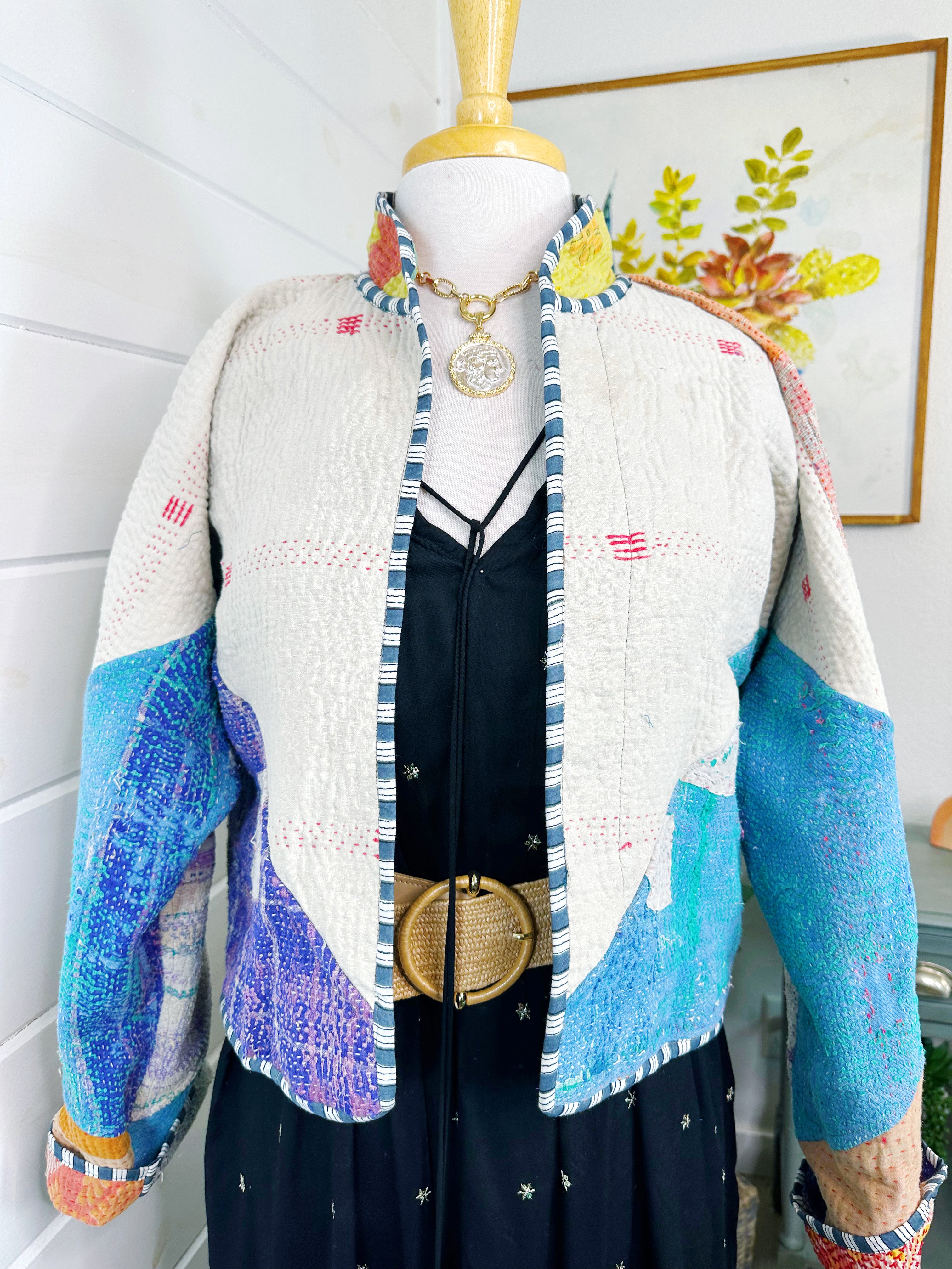 Kantha Quilted Bomber Jacket | Blanket Coat | Patchwork Coat