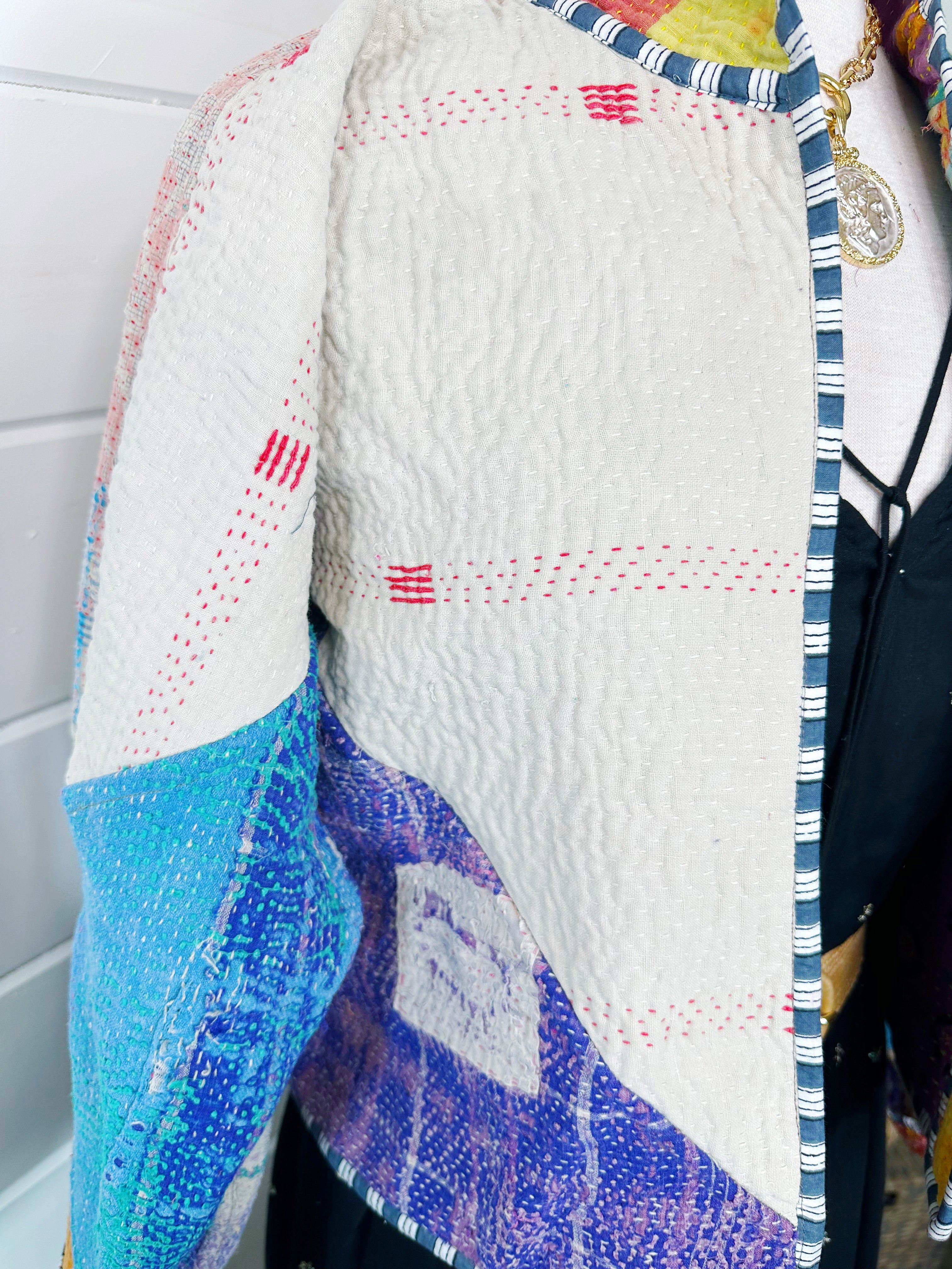 Kantha Quilted Bomber Jacket | Blanket Coat | Patchwork Coat