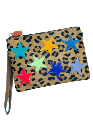 Stars Leather Crossbody Bag Wristlet