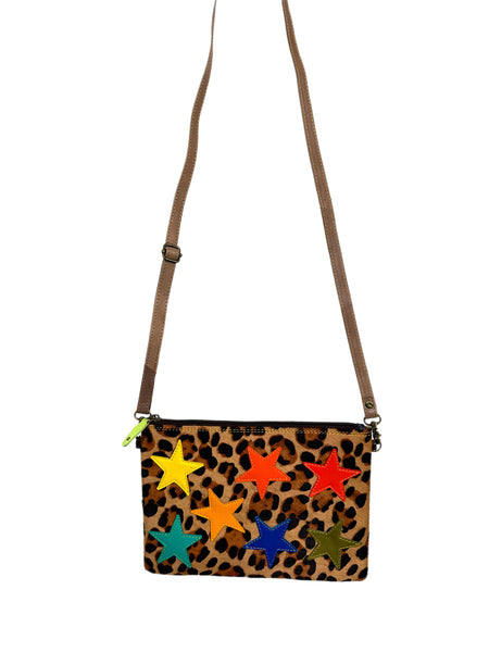 Stars Leather Crossbody Bag Wristlet