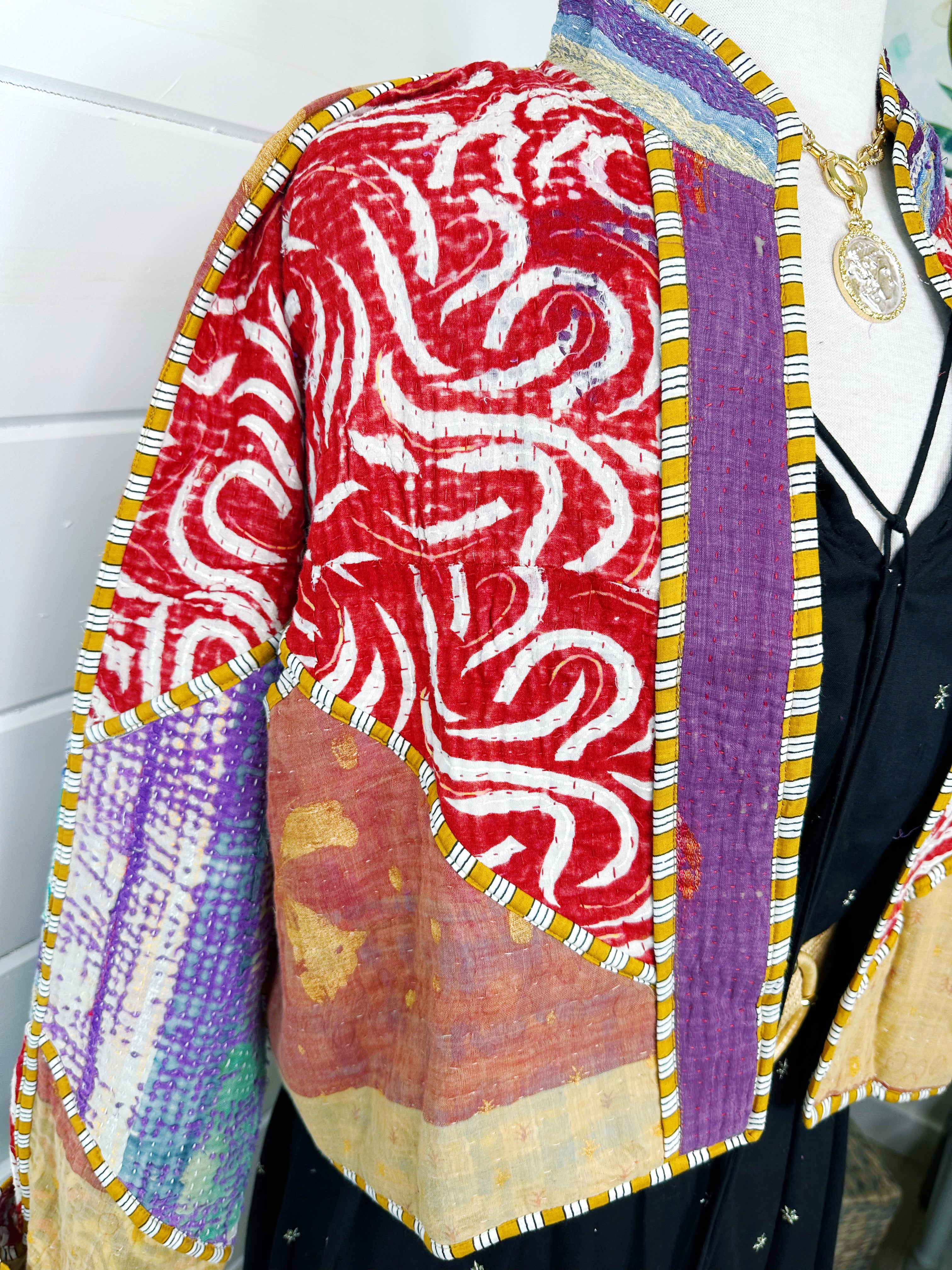 Kantha Quilted Bomber Jacket | Blanket Coat | Patchwork Coat