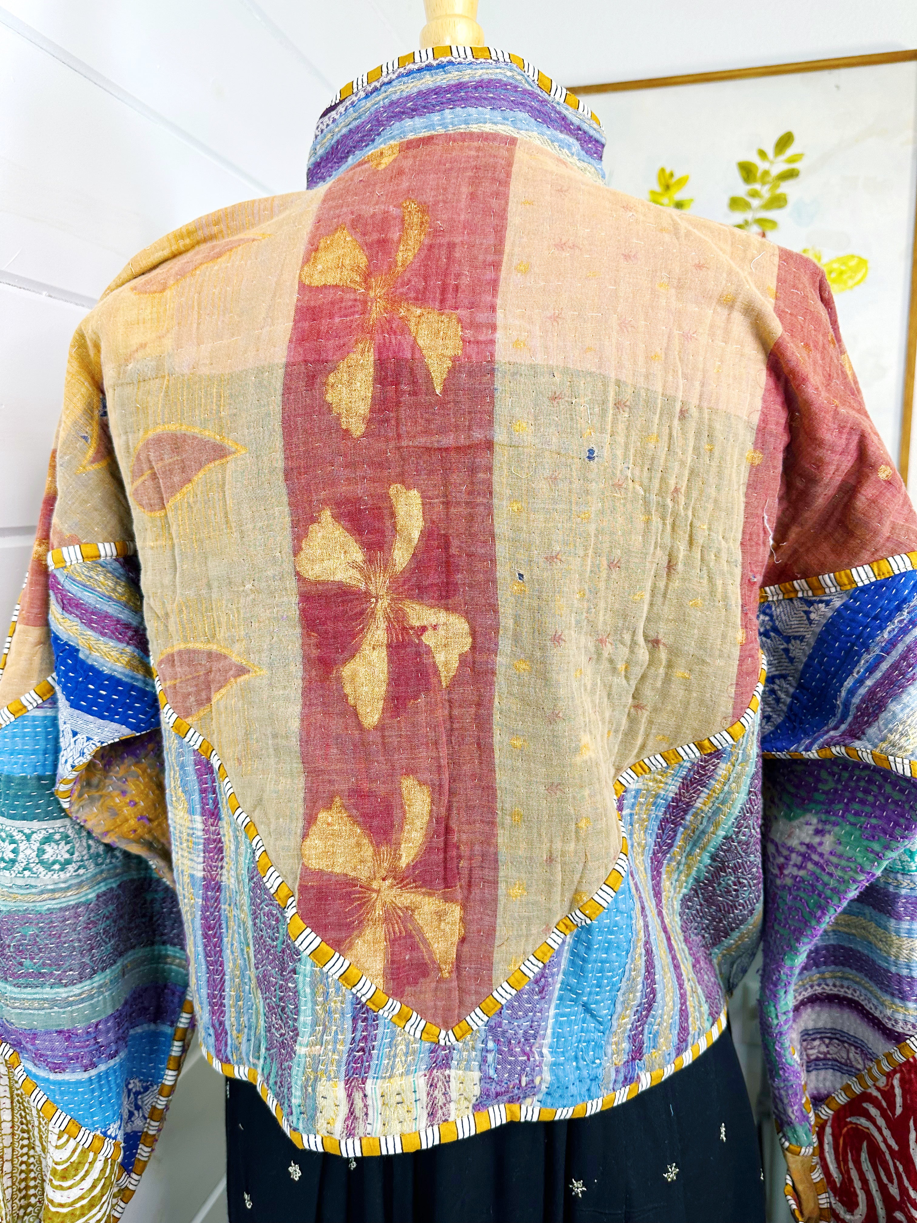 Kantha Quilted Bomber Jacket | Blanket Coat | Patchwork Coat