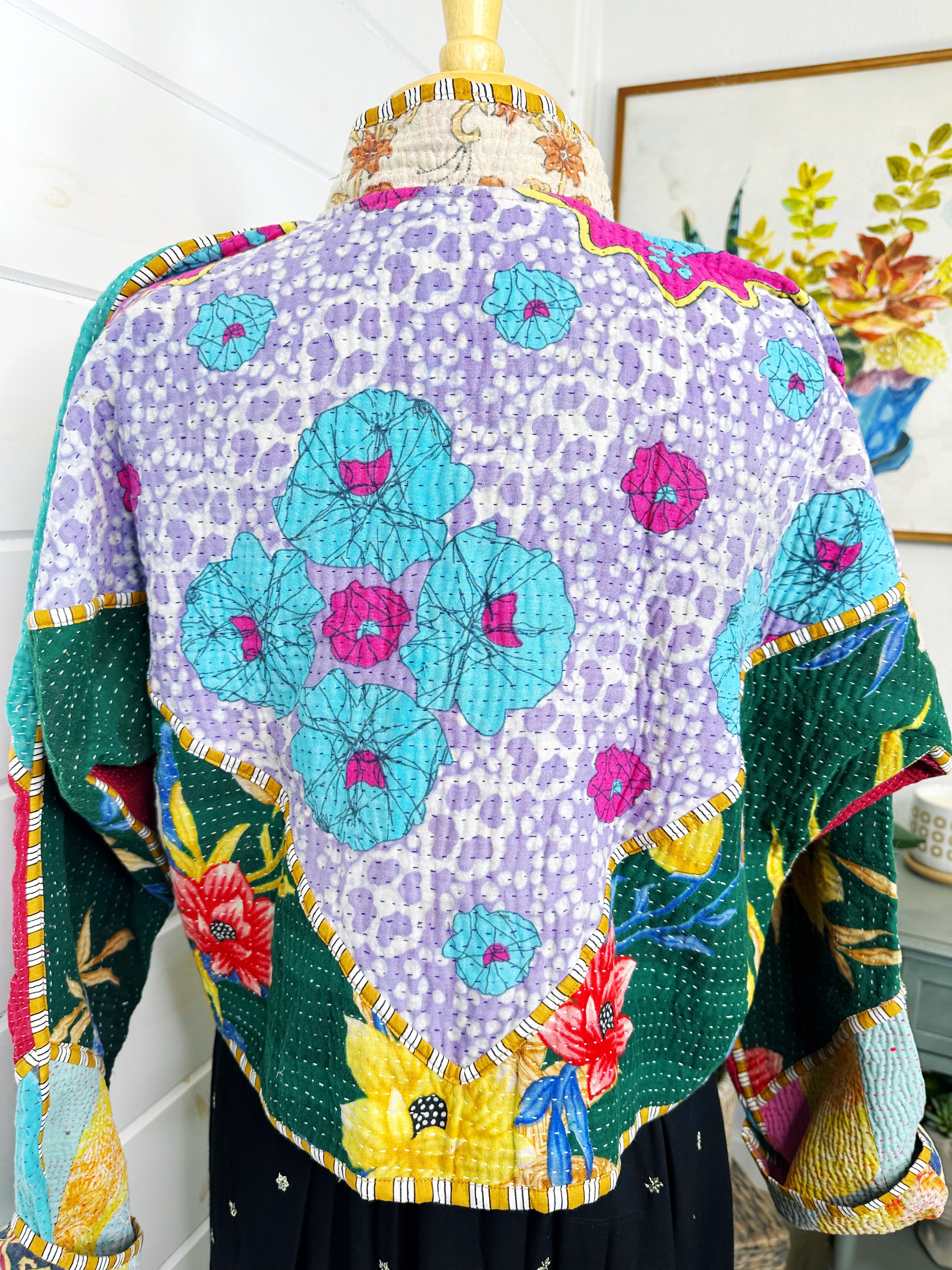 Kantha Quilted Bomber Jacket | Blanket Coat | Patchwork Coat