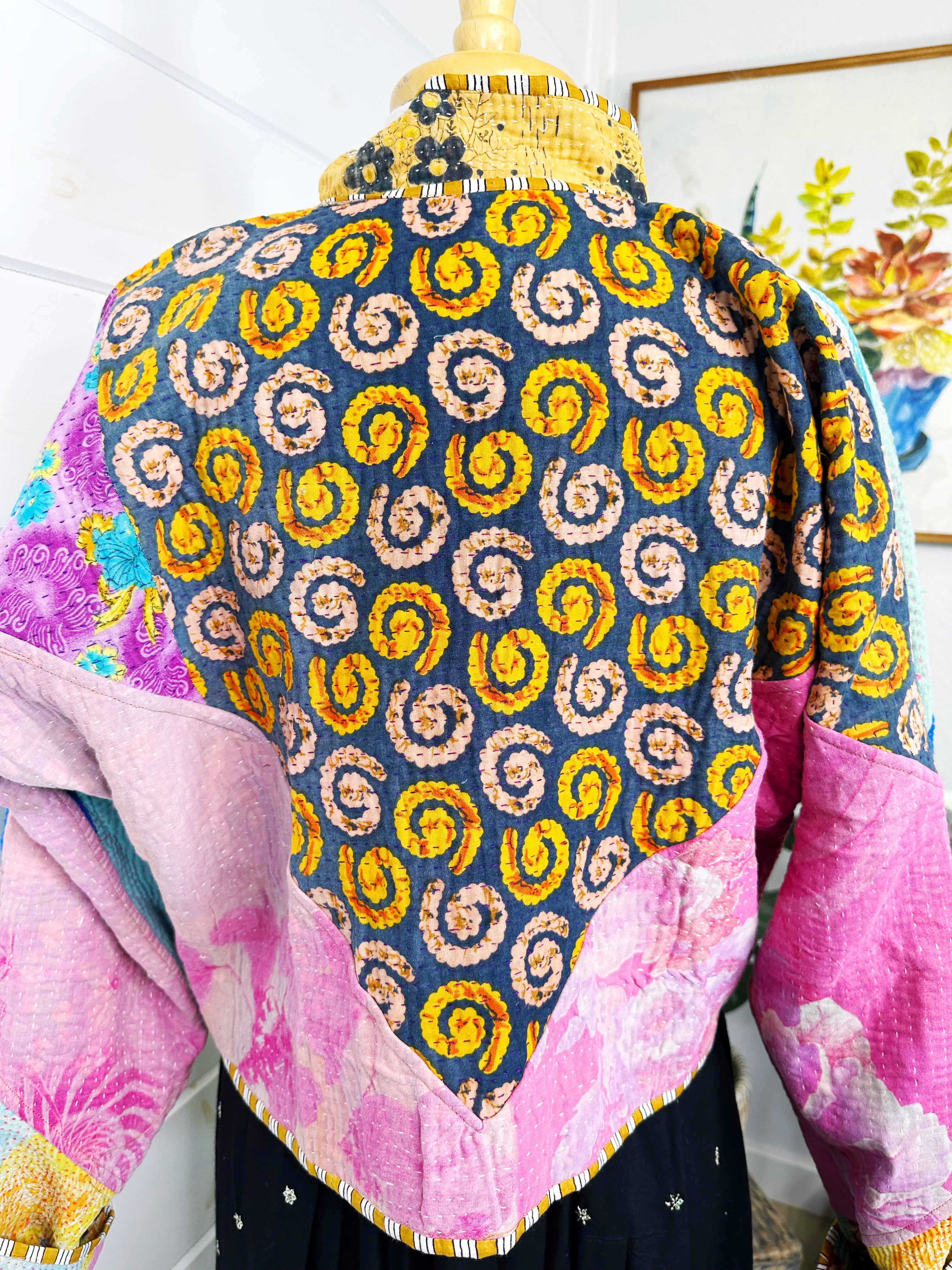 Kantha Quilted Bomber Jacket | Blanket Coat | Patchwork Coat