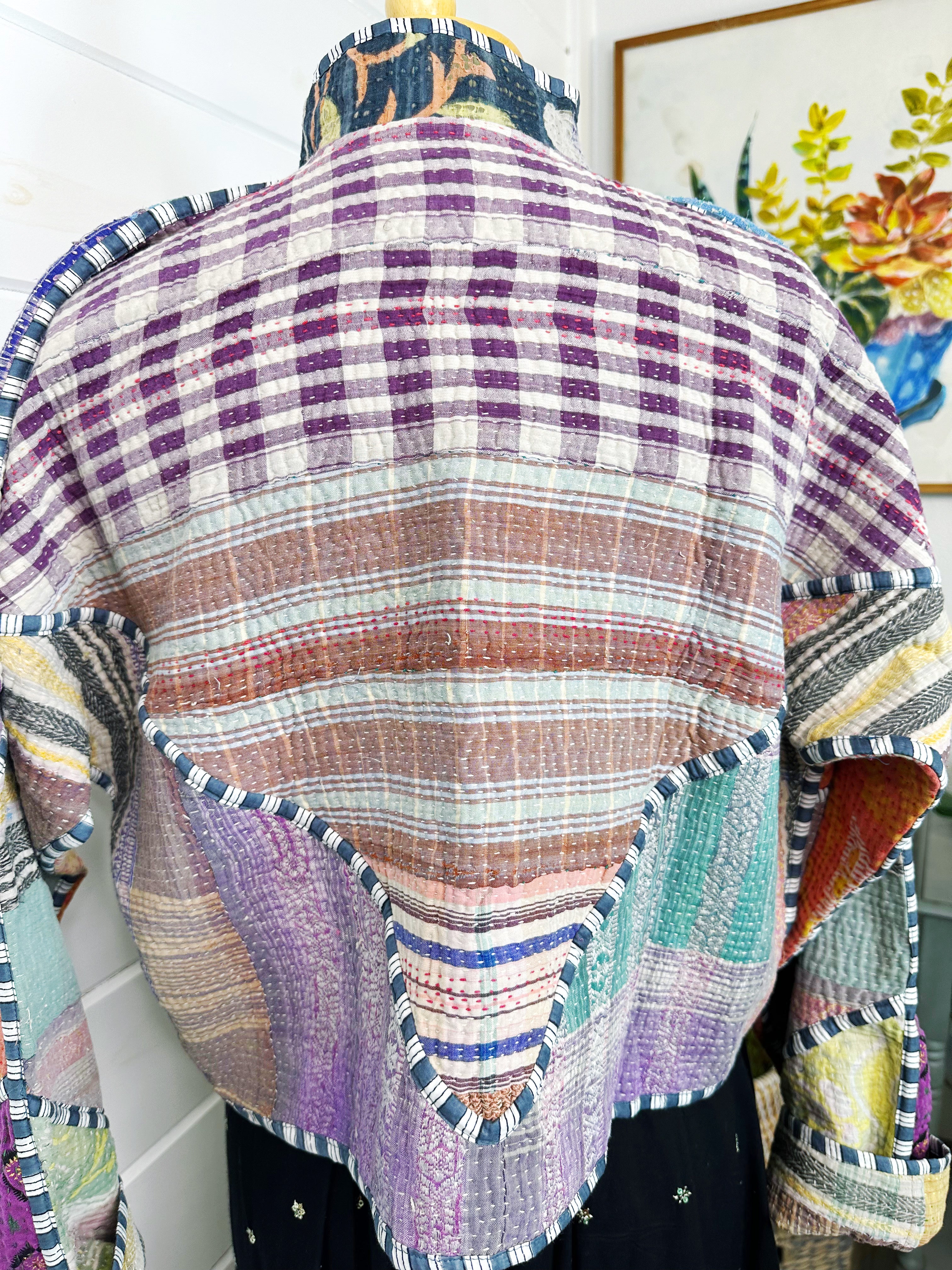 Kantha Quilted Bomber Jacket | Blanket Coat | Patchwork Coat