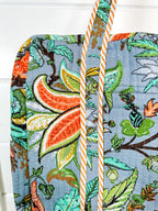 Blue Botanical Quilted Weekender Overnight Duffle Bag