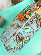 Blue Botanical Quilted Makeup Cosmetics Toiletry Bag