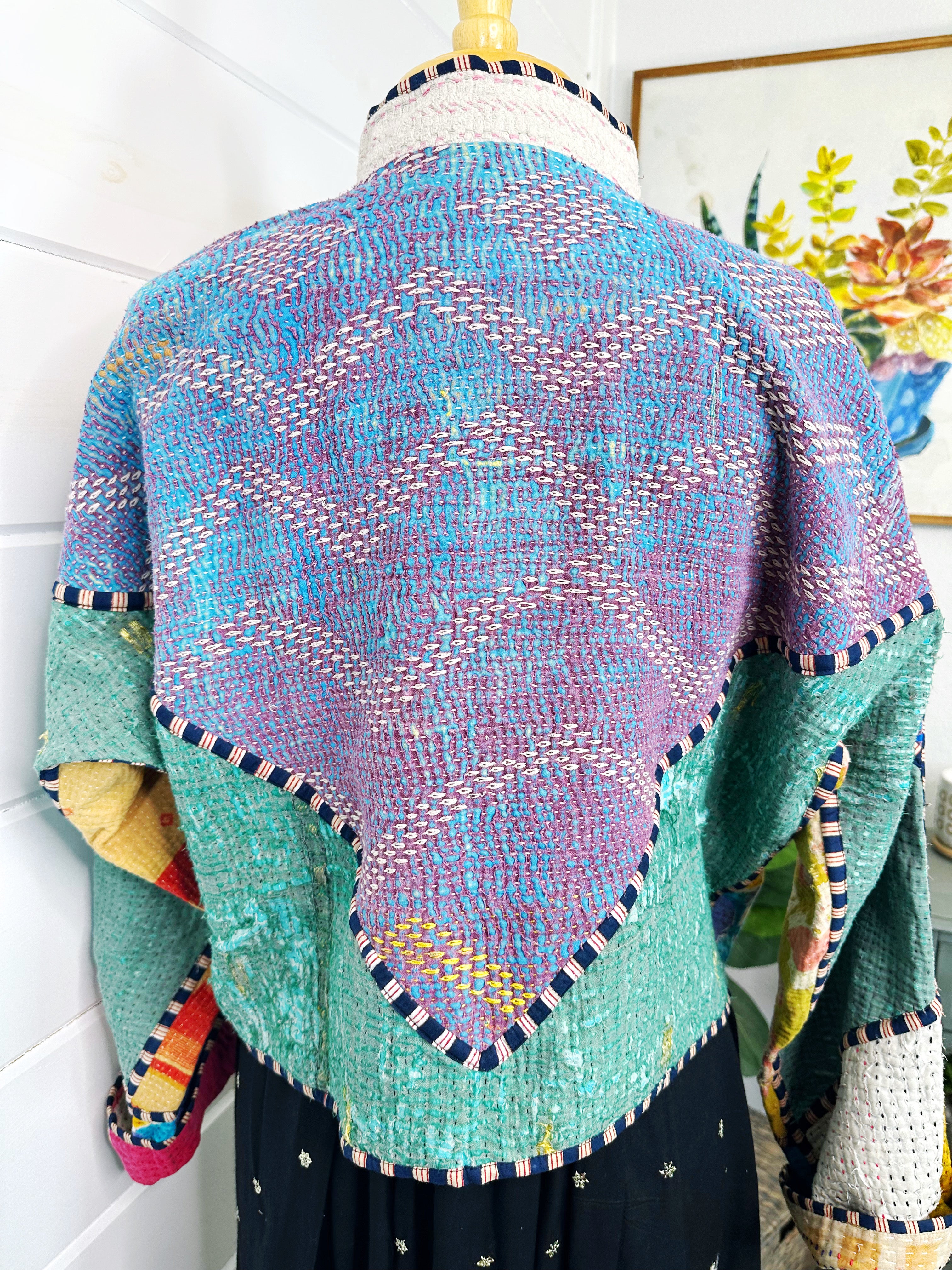Kantha Quilted Bomber Jacket | Blanket Coat | Patchwork Coat