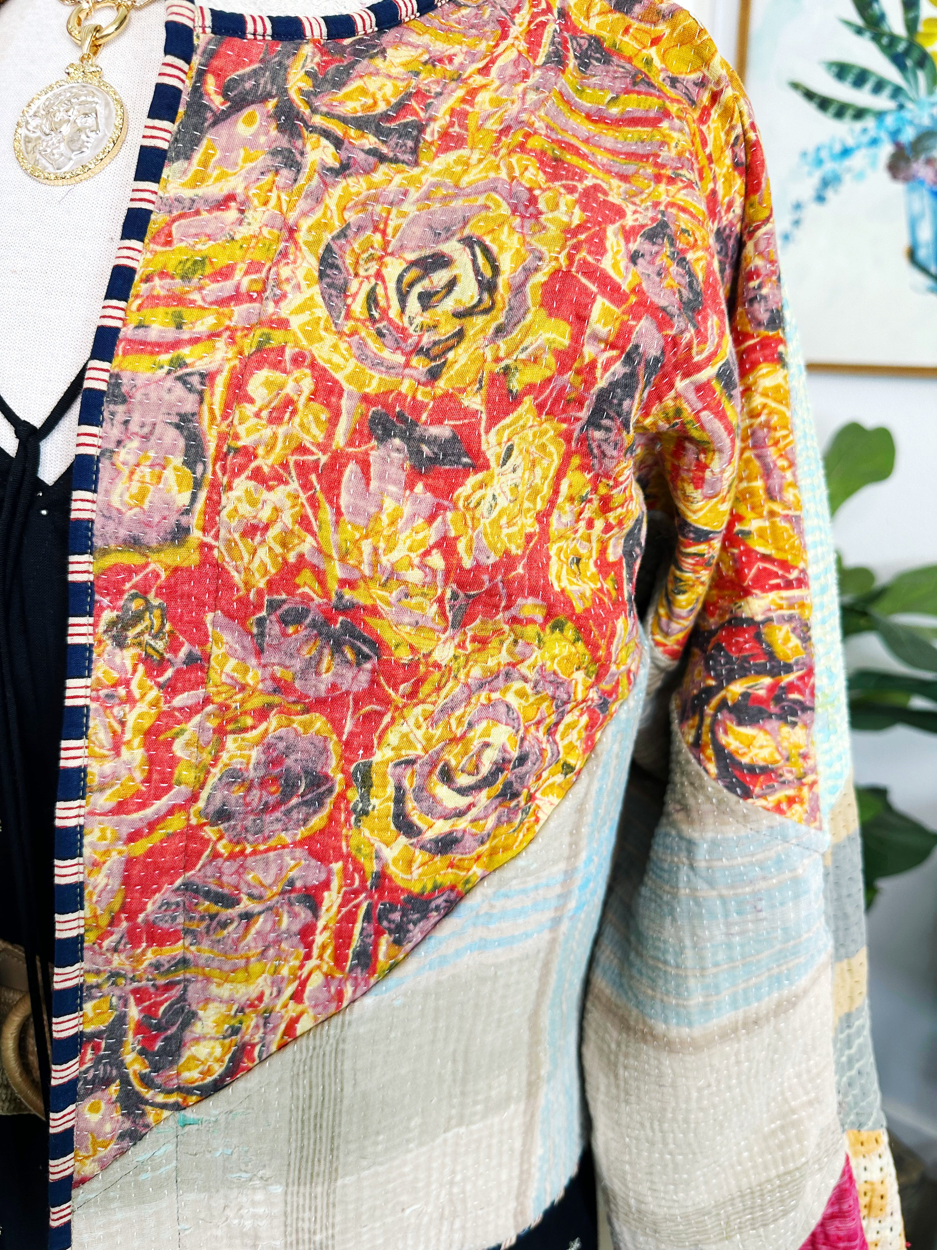 Kantha Quilted Bomber Jacket | Blanket Coat | Patchwork Coat